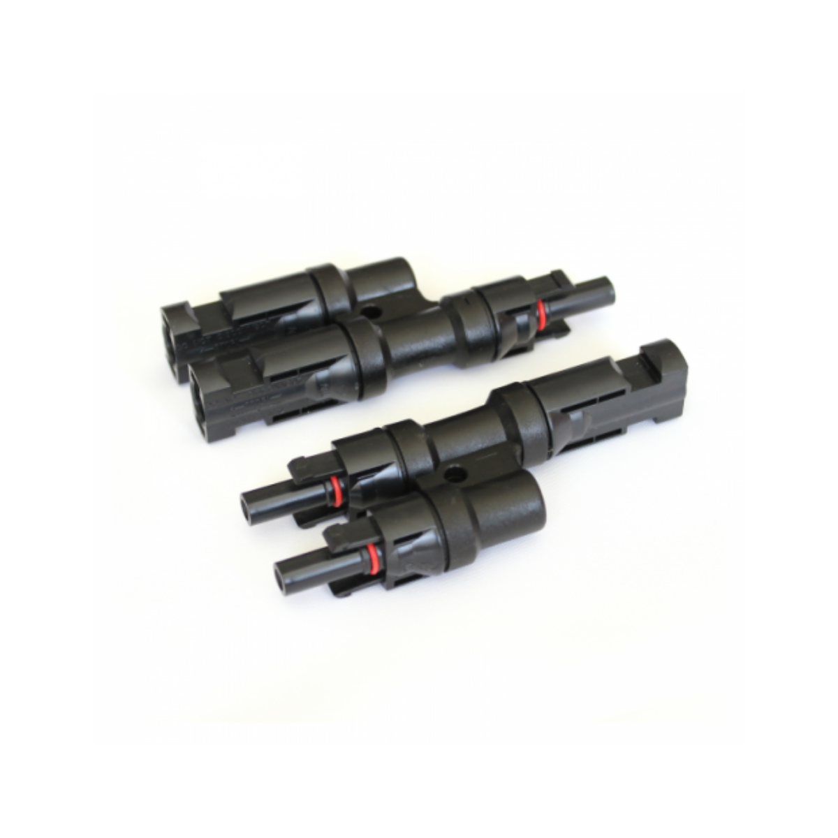 Pair of MC4 Compatible 2-to-1 T-Branch Cable Connectors For Solar Panels
